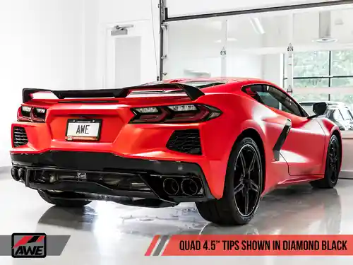Final Sale AWE Tuning Track Edition Exhaust (Quad Diamond Black Tips) for 2020-2025 Chevrolet Corvette C8 Stingray & E-Ray - 3020-43086
