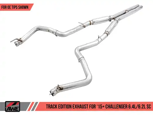 Hot Deal AWE Track Edition 3" Cat-Back Exhaust for 2015-2023 Challenger SRT 6.4L / Hellcat 6.2L SC - Stock Tips - 3015-11050