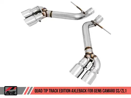 AWE Tuning Track Edition Axle-Back Exhaust (Quad Chrome Silver Tips) for 2016-2024 Chevrolet Camaro SS & ZL1 - 3020-42067 High Quality