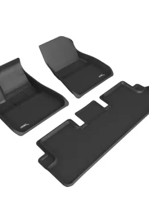 3D MAXpider 20-22 Tesla Model 3 Kagu 1st & 2nd Row Floormats - Black Money Back Guarantee