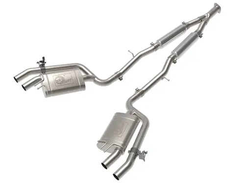 aFe 2018-2021 Kia Stinger L4-2.0L (t) Gemini XV 3in to Dual 2-1/2in 304 SS Cat-Back Exhaust w/ Cut-Out- 49-37034 Save Now