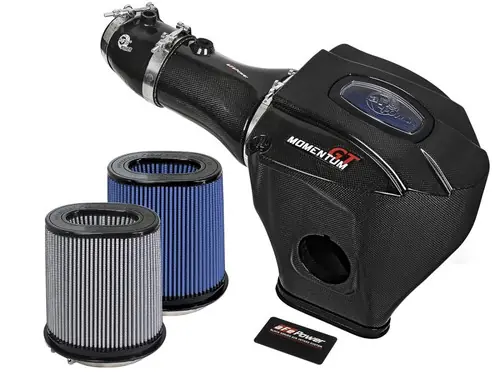 aFe Momentum GT Black Carbon Fiber Cold Air Intake (Dual Filters) - 2017-2018 Challenger Hellcat / Charger SRT Hellcat - 52-72205-CF Warranty Included