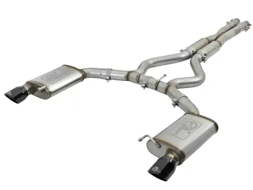 Instant Buy aFe Power MACH Force-Xp Cat-Back Exhaust w/ Resonator - Black Tip for Ford Mustang 15-17 V8-5.0L/V6-3.7L #49-33087-B