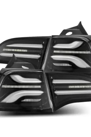 Discount AlphaRex 17-22 Tesla Model 3 PRO-Series LED Tail Lights Jet Black w/Seq Sig