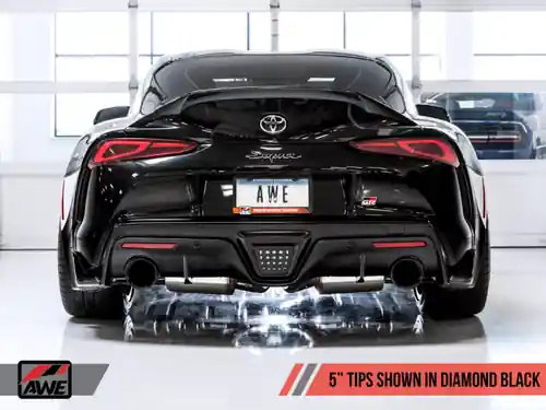 Limited Time AWE 2020-2025 Toyota Supra A90 Resonated Touring Edition Exhaust - 5in Diamond Black Tips - 3015-33132