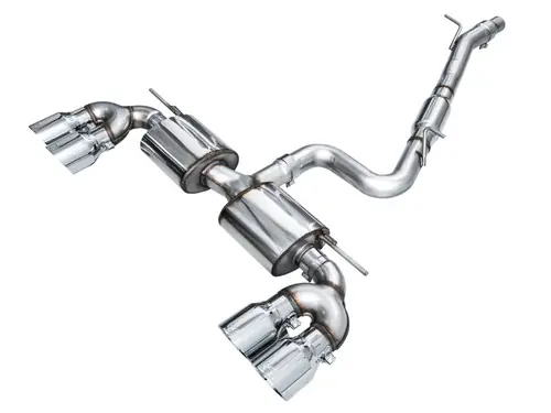 Top Rated AWE MK8 Volkswagen Golf R 3in Touring Edition Quad Exhaust - Chrome Silver Tips