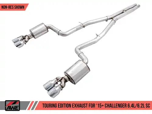 Popular AWE Touring Edition 3" Cat-Back Exhaust for 2015-2023 Challenger SRT 6.4L / Hellcat 6.2L SC -Non-Resonated - Diamond Black 4" Quad Tips - 3020-43082