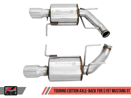 Buy Online AWE Tuning 2011-2014 S197 Mustang GT | 2011-2012 GT500 5.4L Axle-back Exhaust - Touring Edition (Chrome Silver Tips) - 3015-32094