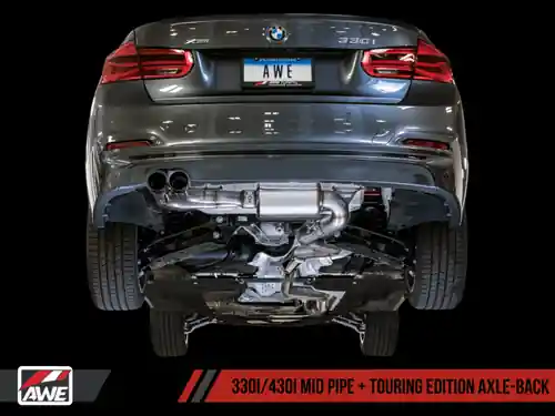 Markdown AWE Tuning 2012-2018 BMW F3X 328i / 330i & 2014-2020 BMW 428i / 430i Touring Edition Axle-Back Exhaust Single Side - 80mm Black Tips - 3010-23022
