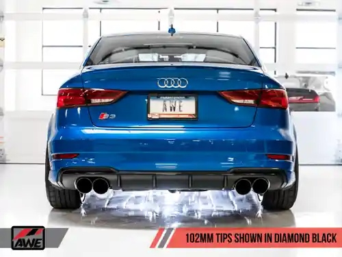 AWE Tuning 2015-2020 Audi 8V S3 SwitchPath Exhaust w/Diamond Black Tips 102mm - 3025-43072 Hassle-Free Returns