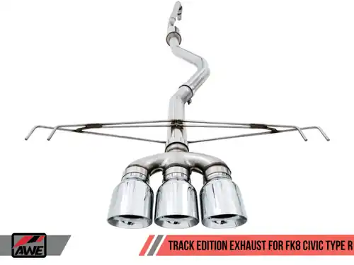 AWE Tuning 2017-2021 Honda Civic Type R Track Edition Exhaust w/Front Pipe & Triple Chrome Silver Tips - 3020-52000 Discount