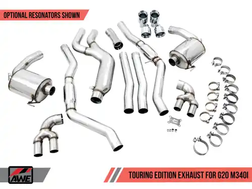 AWE Tuning 2019-2024 BMW M340i (G20) Resonated Touring Edition Exhaust (Use OE Tips) - 3015-11060 Must Have