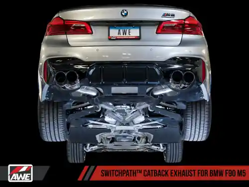 AWE Tuning 2018-2023 BMW F90 M5 SwitchPatch Cat-Back Exhaust- Black Diamond Tips Luxury