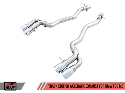 AWE Tuning 2018-2023 BMW M5 (F90) 4.4T AWD Axle-back Exhaust - Track Edition (Chrome Silver Tips) No Minimum Order
