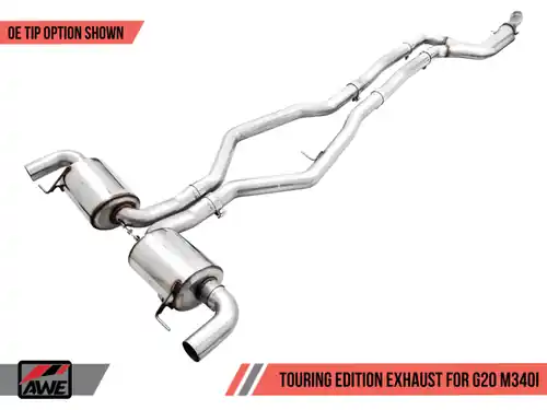 No Minimum Order AWE Tuning 2019-2024 BMW M340i (G20) Non-Resonated Touring Edition Exhaust (Use OE Tips) - 3015-11058
