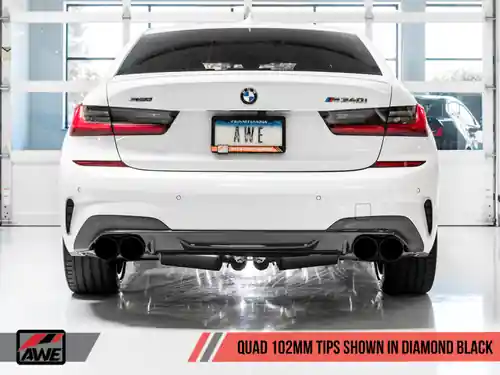 AWE Tuning 2019-2024 BMW M340i (G20) Non-Resonated Touring Edition Exhaust - Quad Diamond Black Tips - 3015-43156 Top Rated