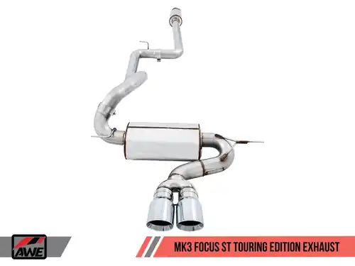 AWE Tuning Touring Cat-Back Exhaust (Non-Resonated) with Chrome Silver Tips - 2013-2018 Ford Focus ST MK3 - 3015-32092 Sale