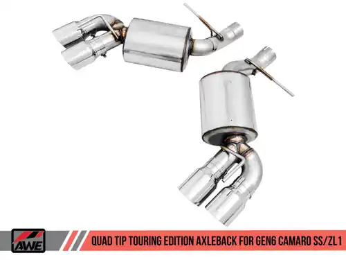 AWE Tuning Touring Edition Axle-Back Exhaust (Quad Chrome Silver Tips) for 2016-2024 Chevrolet Camaro SS & ZL1 - 3015-42093 Price Drop