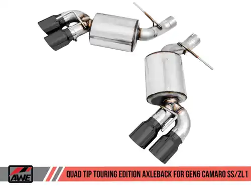 Fast Shipping AWE Tuning Touring Edition Axle-Back Exhaust (Quad Diamond Black Tips) for 2016-2024 Chevrolet Camaro SS & ZL1 - 3015-43115