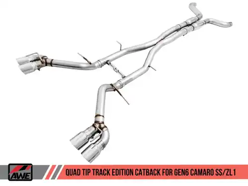 Don’t Miss Out AWE Tuning Track Edition Resonated Cat-Back Exhaust (Quad Chrome Silver Tips) for 2016-2024 Chevrolet Camaro SS & ZL1 (Coupe / Auto Trans Only) - 3015-42090