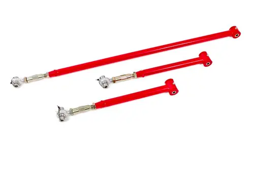 While Supplies Last BMR 1982-2002 GM F-Body (Camaro, Firebird, WS6) 3rd / 4th Gen On-Car Adj. Rear Suspension Kit Poly/Rod End - Red - RSK036R