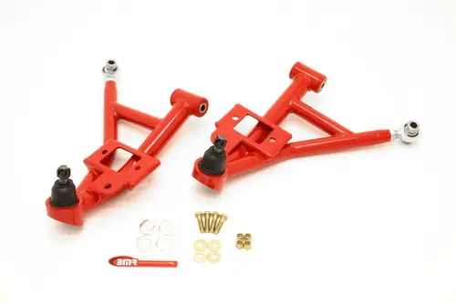 Worldwide Shipping BMR 1993-2002 GM F-Body (Camaro, Firebird, WS6) Adj. Lower A-Arms Poly/Rod End Combo - Red - AA020R