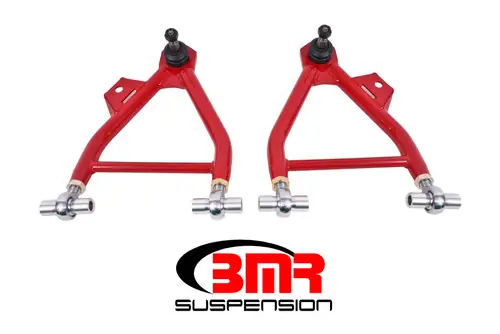 Same Day Shipping BMR 1994-2004 Mustang Lower A-Arms (Coilover Only) w/ Adj. Rod End and Tall Ball Joint - Red - AA045R