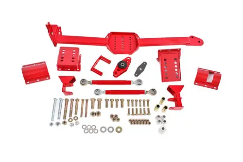 No Minimum Order BMR 2005-2014 S197 Mustang Body Mount Watts Link Rod End/Poly w/ Adj. Axle Clamps - Red - WL006R