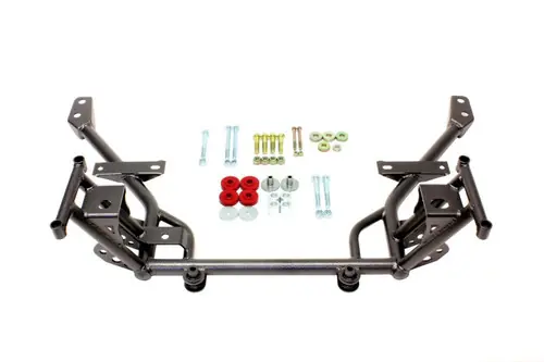 Bargain BMR 2005-2014 S197 Mustang K-Member w/ 1/2in Lowered Motor Mount and STD. Rack Mounts - Black Hammertone - KM020H