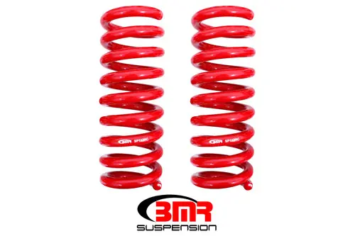 BMR 2008-2023 Dodge Challenger Rear Lowering Springs 1.25in Drop Performance Version - Red - SP112R Genuine