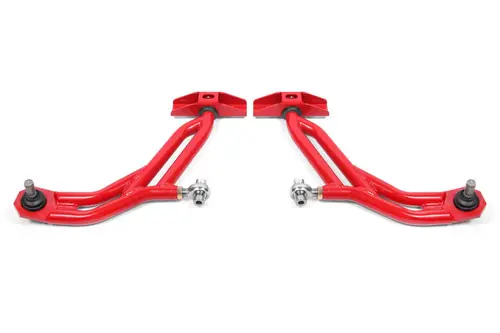 Limited Time BMR 2010-2014 Ford Mustang Adj. Lower A-Arms Delrin/Rod End w/ 19mm STD. Ball Joint - Red - AA755R