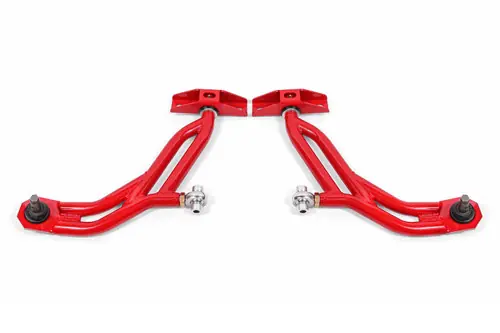 BMR 2010-2014 Ford Mustang Adj. Lower A-Arms w/ Delrin/Rod End / 19mm Tall Ball Joint - Red - AA757R Same Day Shipping
