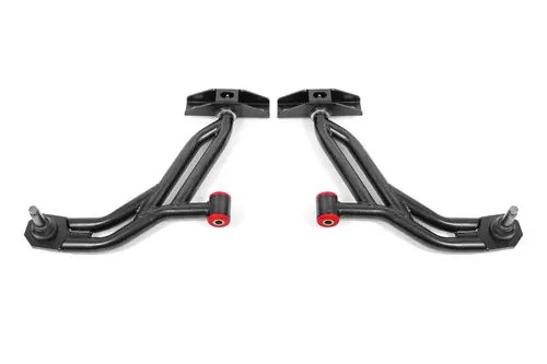 Free Delivery BMR 2010-2014 Ford Mustang Non-Adj. Lower A-Arms Delrin/Rod w/ 19mm Tall Ball Joint - Black Hammertone - AA756H