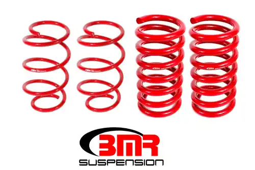 Crafted BMR 2015-2023 S550 Mustang (2024+ S650 Mustang) Drag Version Lowering Springs (Set Of 4) - Red - SP086R