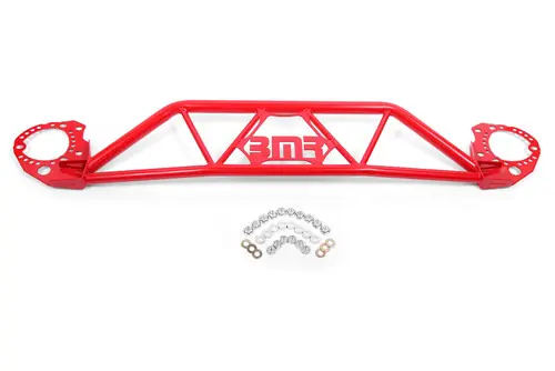 BMR 2015-2023 S550 Mustang (2024+ S650 Mustang) Front Twin Tube Design Strut Tower Brace - Red - STB760R Fan Favorite