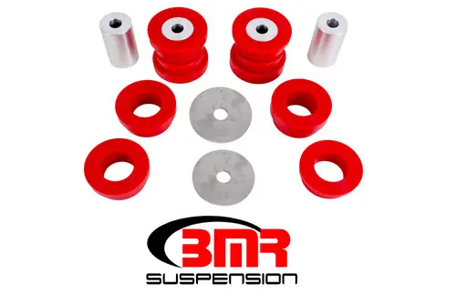 Crafted BMR 2015-2023 S550 Mustang (2024+ S650 Mustang) Rear Cradle Bushing Kit (Polyurethane) - Red - BK047