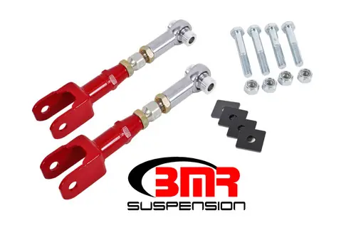 Sale BMR 2015-2023 S550 Mustang (2024+ S650 Mustang) Rear On-Car Adj. Rod Ends Toe Rods - Red - TR005R