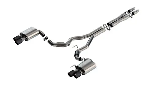 Borla 2024-2025 Ford Mustang GT 5.0L V8 3 in ATAK Catback Non-Active Exhaust- Carbon Fiber Quad Tip Modern