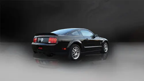 Trending Corsa 14311BLK Sport Black Single 4.0" Dual Rear Axle-Back for 2005-2010 Ford Mustang Shelby GT500 5.4L V8
