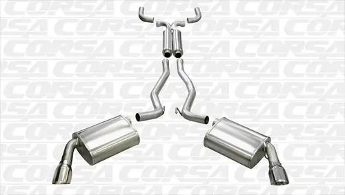 Popular Corsa 14952 Sport Polished Single 4.0" Dual Rear Cat-Back + X-Pipe for 2010-2015 Chevy Camaro SS Coupe 6.2L V8 Auto