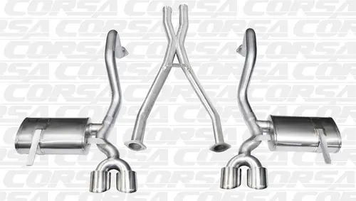 Corsa 14962 Xtreme Polished Twin 4.0" Dual Rear Cat-Back + X-Pipe for 1997-2004 Chevy Corvette C5 Z06 5.7L V8 New Arrival