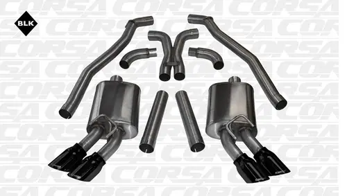 Hassle-Free Returns Corsa 14971BLK Sport Black Twin 4.0" Dual Rear Cat-Back + X-Pipe for 2012-2015 Chevy Camaro ZL1 Coupe 6.2L V8