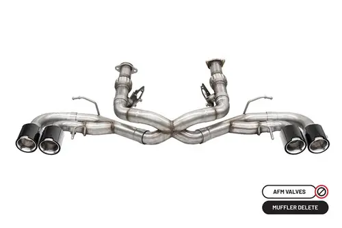 Buy Online Corsa 2020-2024 Chevrolet Corvette C8 (w/o NPP & AFM) 3in Track Cat-Back Exhaust w/4.5in Carbon Fiber Polished Tips