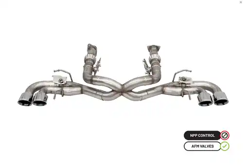 Next Day Delivery Corsa 2020-2024 Corvette C8 3in (Muffler Delete) Cat-Back 4.5in Polished Quad Tips - Deletes NPP / Retains AFM - 21106