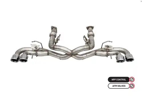 Buy Online Corsa 2020-2024 Corvette C8 3in (Muffler Delete) Cat-Back 4.5in Polished Quad Tips - Deletes NPP and AFM Valves - 21105