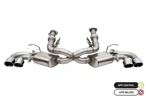 Corsa 2020-2024 Corvette C8 3in Valved NPP Cat-Back 4.5in Polished Quad Tips Fits Factory Perf Exhaust (Deletes AFM) - 21003 While Supplies Last