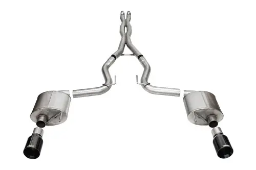 Direct From Factory Corsa Sport 3.0in Cat-Back Exhaust 4.5in Black Straight Tips | 2024+ Mustang GT Coupe (w/o Active Valves) - 21255BLK