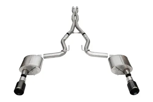 New Arrival Corsa Xtreme 3.0in Cat-Back Exhaust 4.5in Black Straight Tips | 2024+ Mustang GT Coupe (w/o Active Valves) - 21251BLK