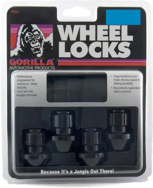 Order Now Gorilla Factory OEM Style Bulge 14mm x 1.50 Thread Black Chrome Locking Lug Nuts (Set of 4 w/Key) for 2009-2023 Challenger, Charger & 300 (R/T | SRT | SCAT | Hellcat | Redeye | Demon) - 96641BDX