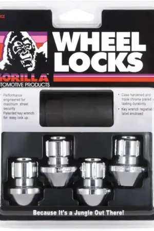 Gorilla Factory OEM Style Bulge 14mm x 1.50 Thread Chrome Locking Lug Nuts (Set of 4 w/Key) for 2009-2023 Challenger, Charger & 300 (R/T | SRT | SCAT | Hellcat | Redeye | Demon) - 96641DX Fan Favorite
